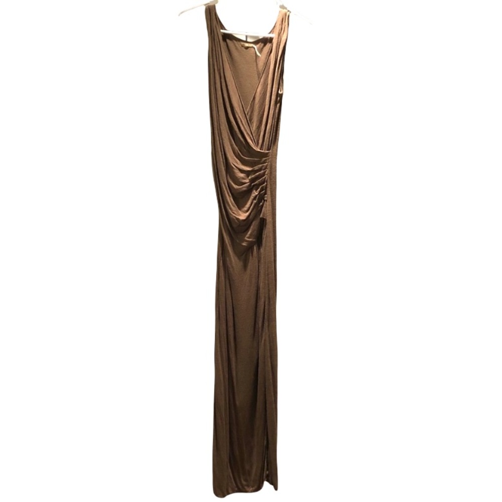 {Max Studio} Linen Jersey Shirred Dress (Army)